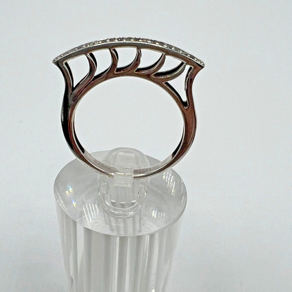 Designer Signed SJ Sterling Silver 925 Black Diamond Ring - Size 9 - Picture 3 of 6